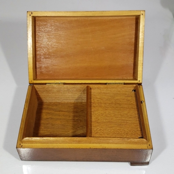 Antique Beautiful Wood Music Handcrafted Jewelry Box Made In Switzerland - Picture 4 of 16